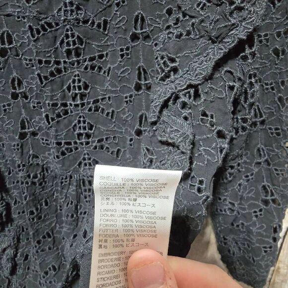 Anthropologie Black Clementine Eyelet Ruffle Lace Blouse - Picture 5 of 5